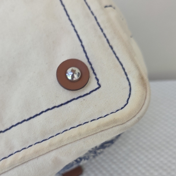 Lauren Ralph Lauren Nautical Sailors Canvas Leather Crossbody Satchel Purse Bag - Picture 11 of 14